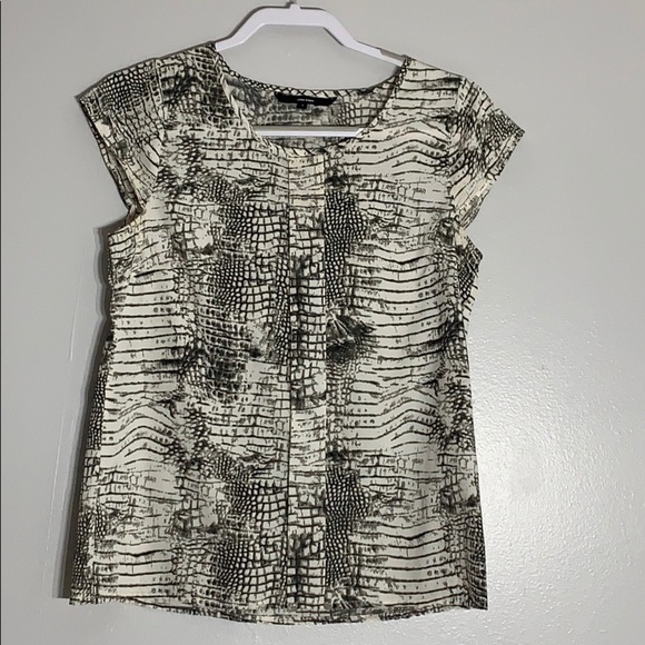 Vera Moda Snakeskin Print Cap Sleeve Women blouse top black white top - Picture 1 of 6